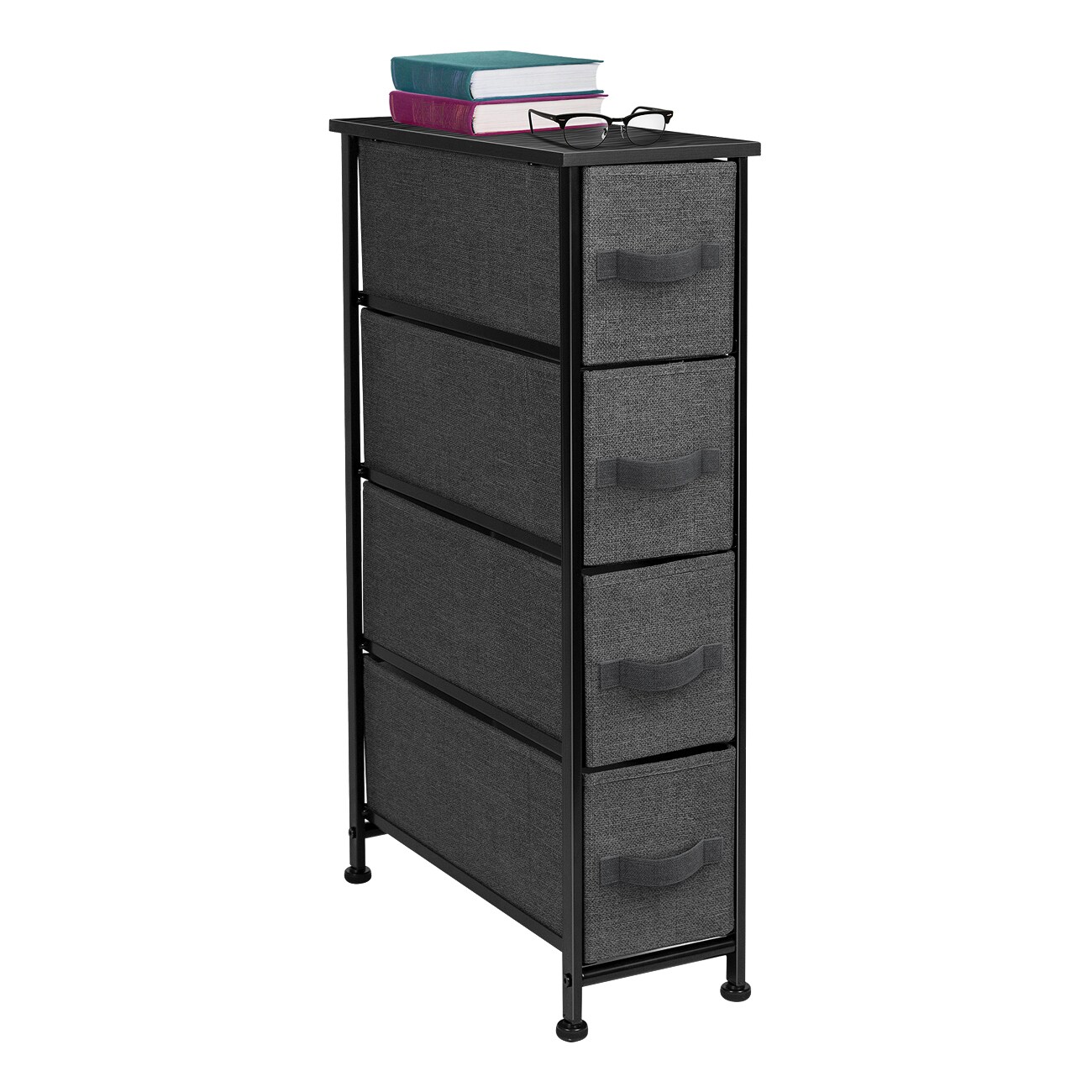 Sorbus 4 Drawers Narrow Dresser - with Steel Frame, Wood Top &#x26; Easy Pull Fabric Bins for Small Spaces, Closets, Bedroom, Bathroom &#x26; Laundry