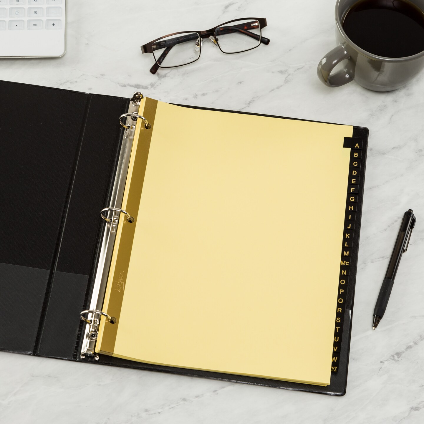 Avery A-Z Dividers for 3 Ring Binders, 25-Tab Sets, Pre-Printed Black Leather Tabs, 3 Binder Divider Sets (21350)