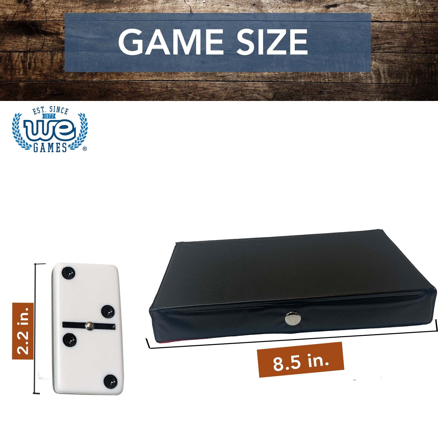 WE Games Two-Toned Black &#x26; White Double 6 Dominoes with Spinners - Club Size