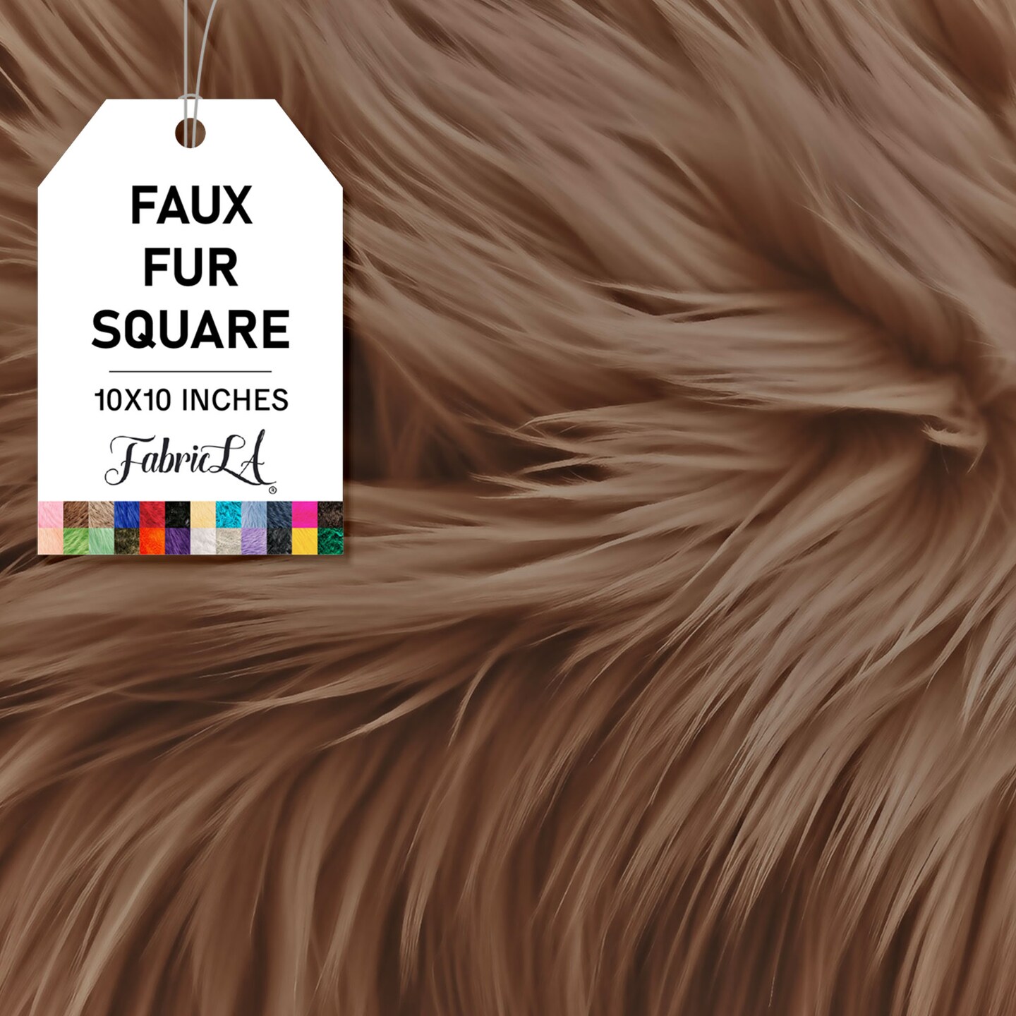 FabricLA | Faux Fur Fabric Square | 10&#x22; X 10&#x22; Inch Wide Pre-Cut Shaggy | Fake Fur Fabric | DIY, Craft Fur Decoration, Fashion Accessory, Hobby | Light Brown