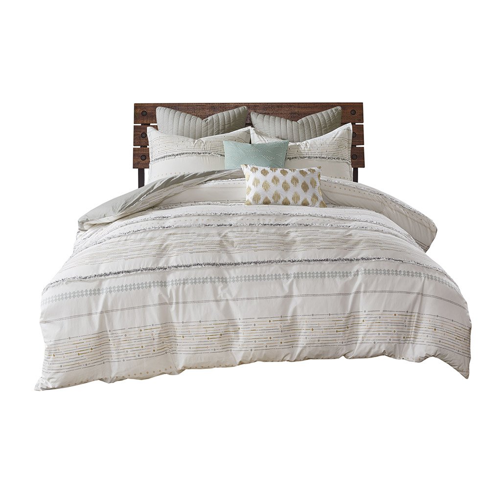 Gracie Mills Hogan Boho Cotton Printed Comforter Set With Trims - Grace-12090