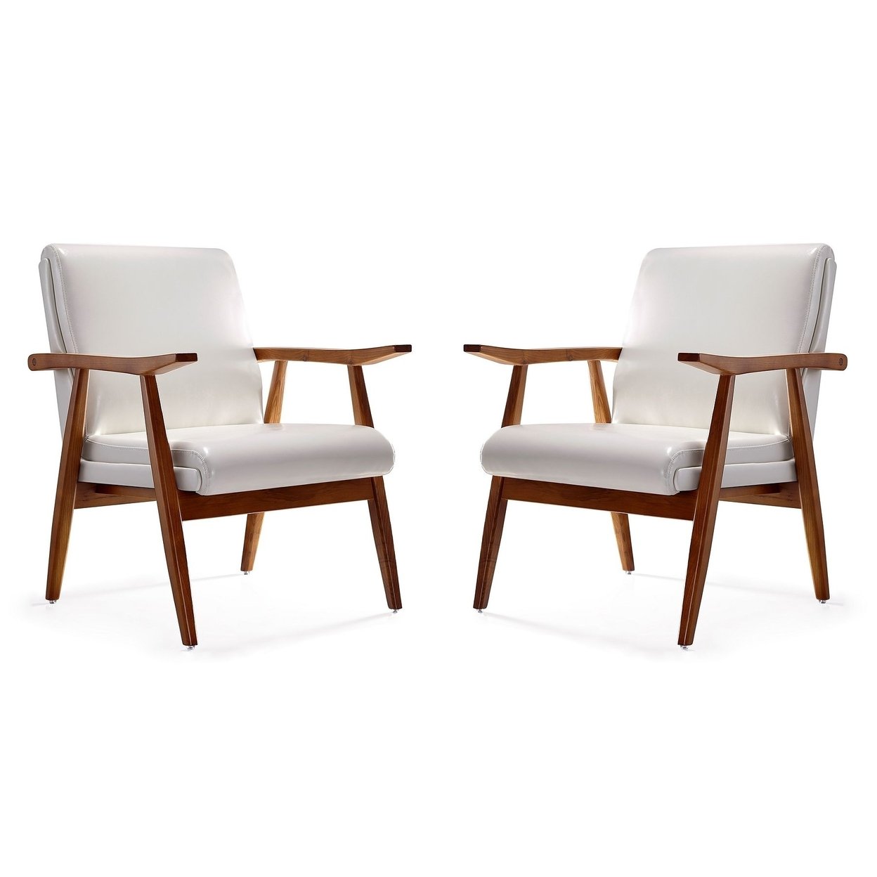 Manhattan Comfort ArchDuke White and Amber Faux Leather Accent Chair (Set of 2)
