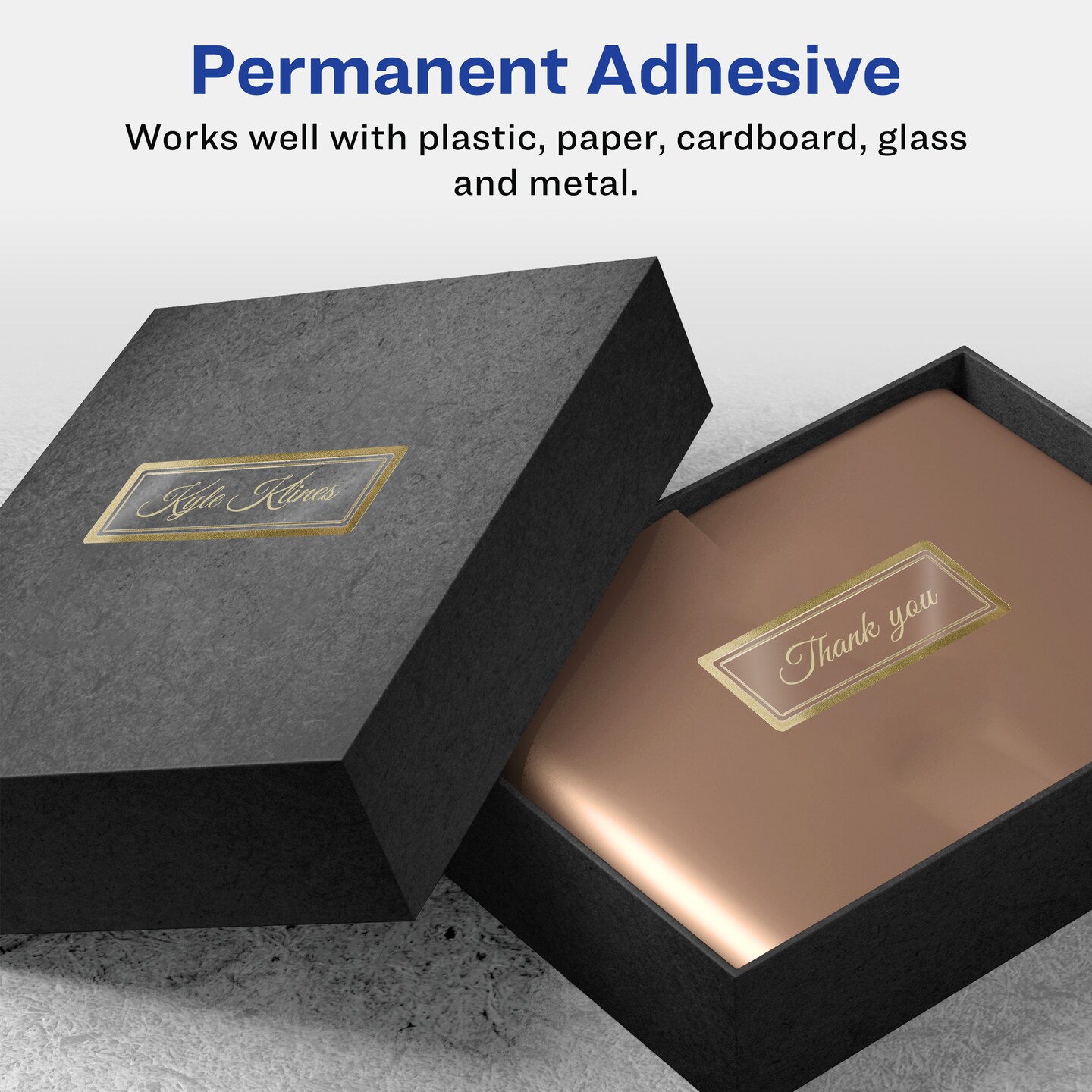 Avery Glossy Clear Labels with Metallic Gold Label Borders, 1" x 2-5/8" Rectangle Labels, 180 Total, Laser/Inkjet Printable Labels (6550)