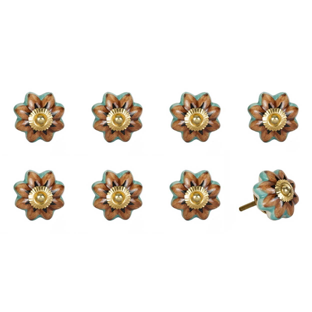 Knob-It 8-Piece Vintage Hand Painted Cabinet Drawer Knobs 1.3 Inch Bohemian Style