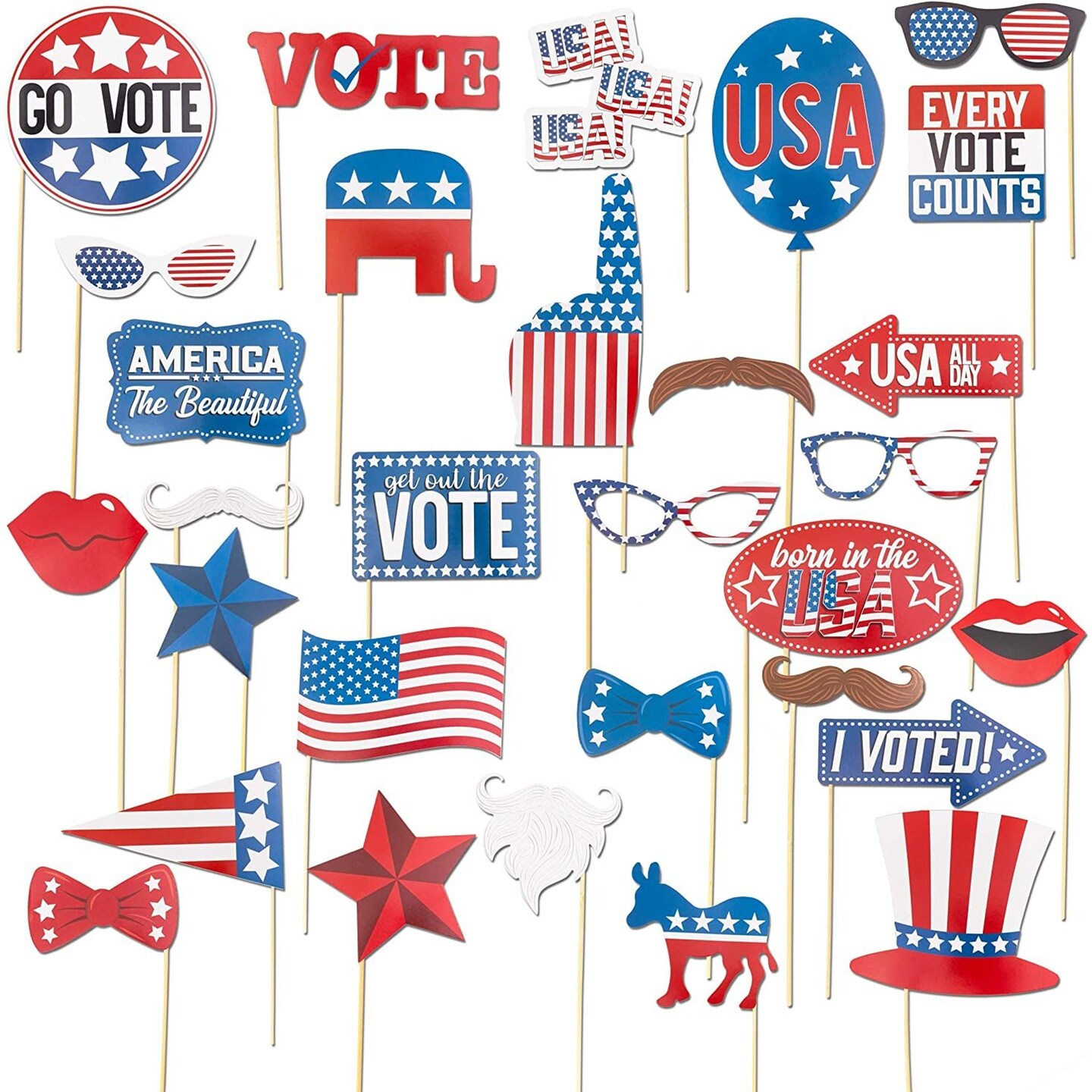 Election Day Party Photo Booth Prop Kit (30 Pieces)