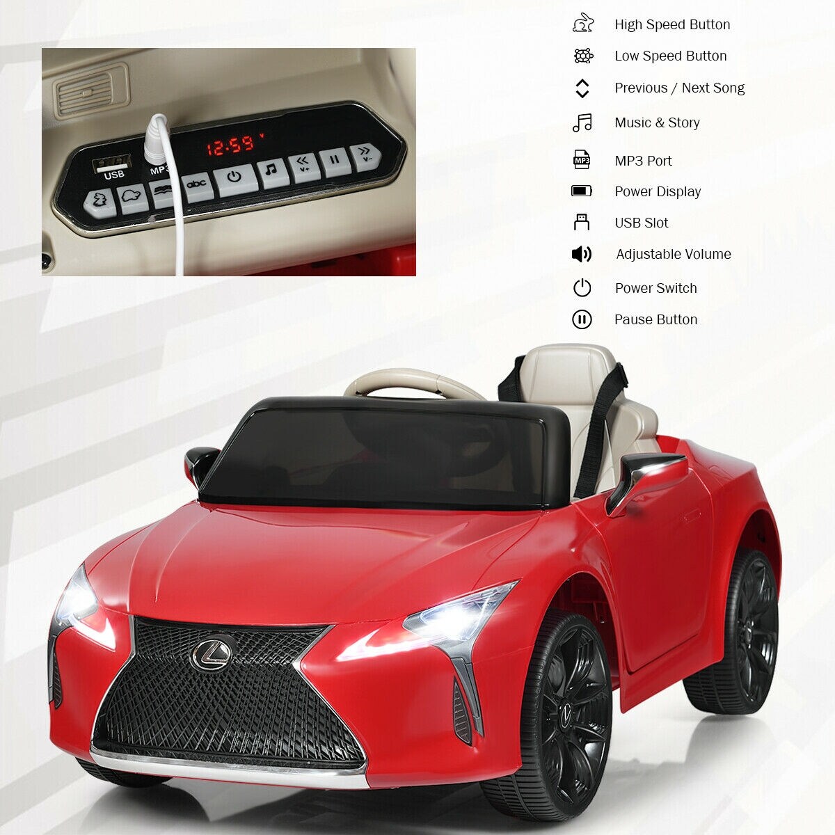 Kids Remote Control Ride Electric Vehicle with Fully Accessible Doors Perfect for Children