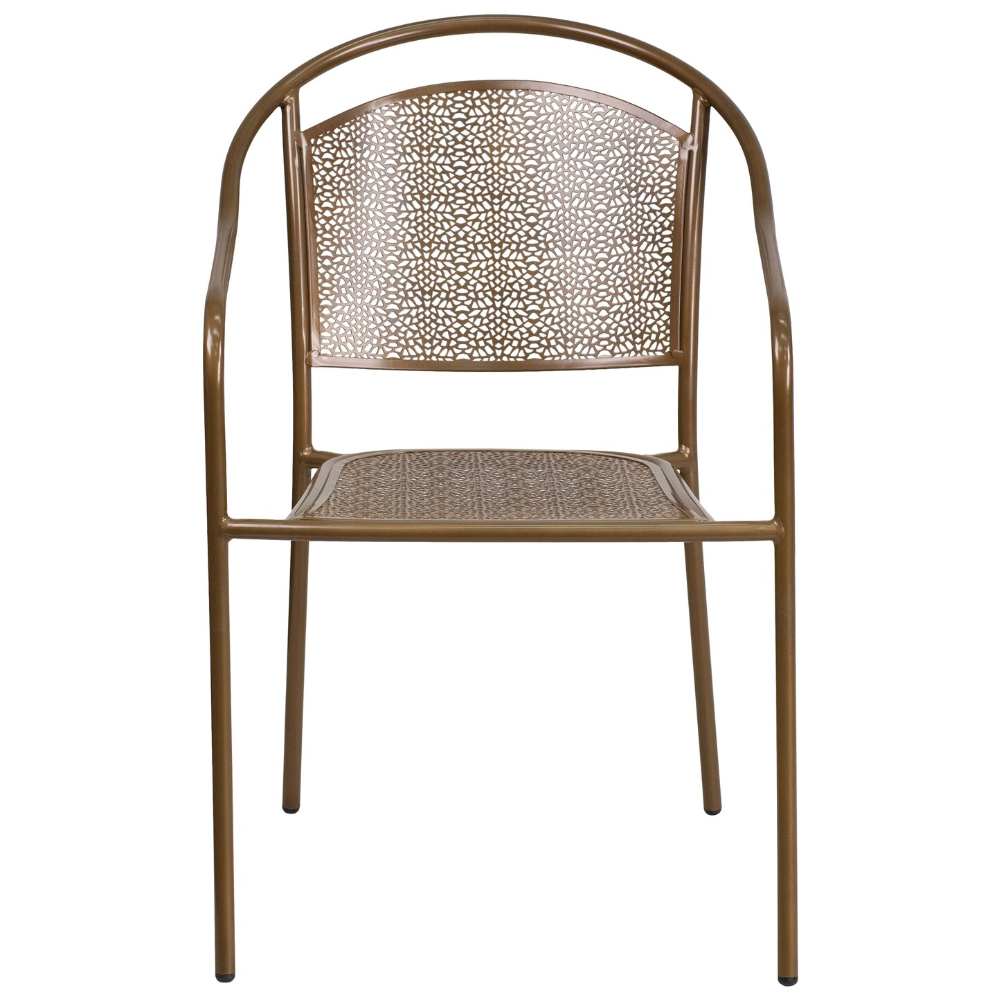 Emma and Oliver Commercial Grade Colorful Metal Patio Arm Chair with Round Back