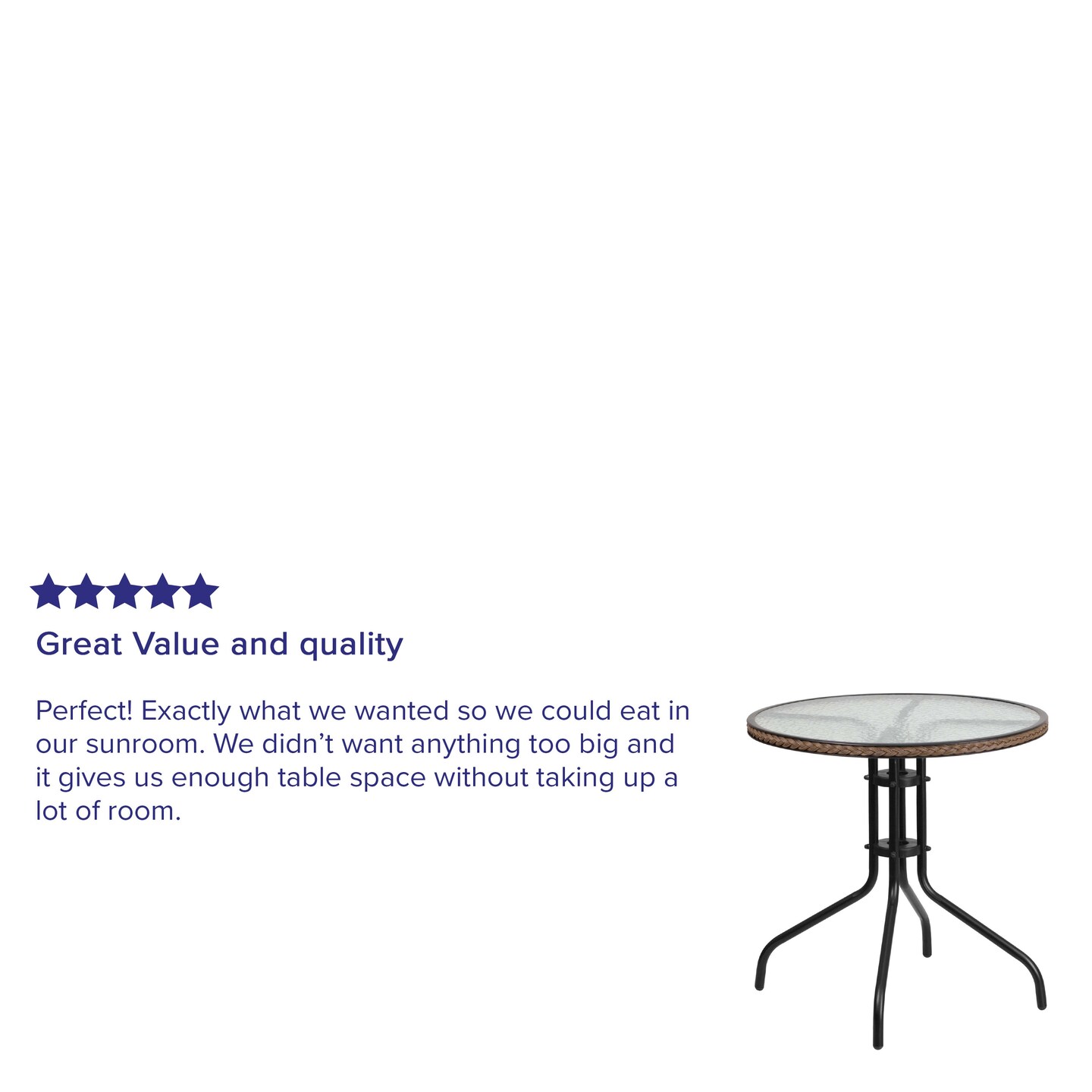 Emma and Oliver 28" Round Tempered Glass Metal Table with Rattan Edging
