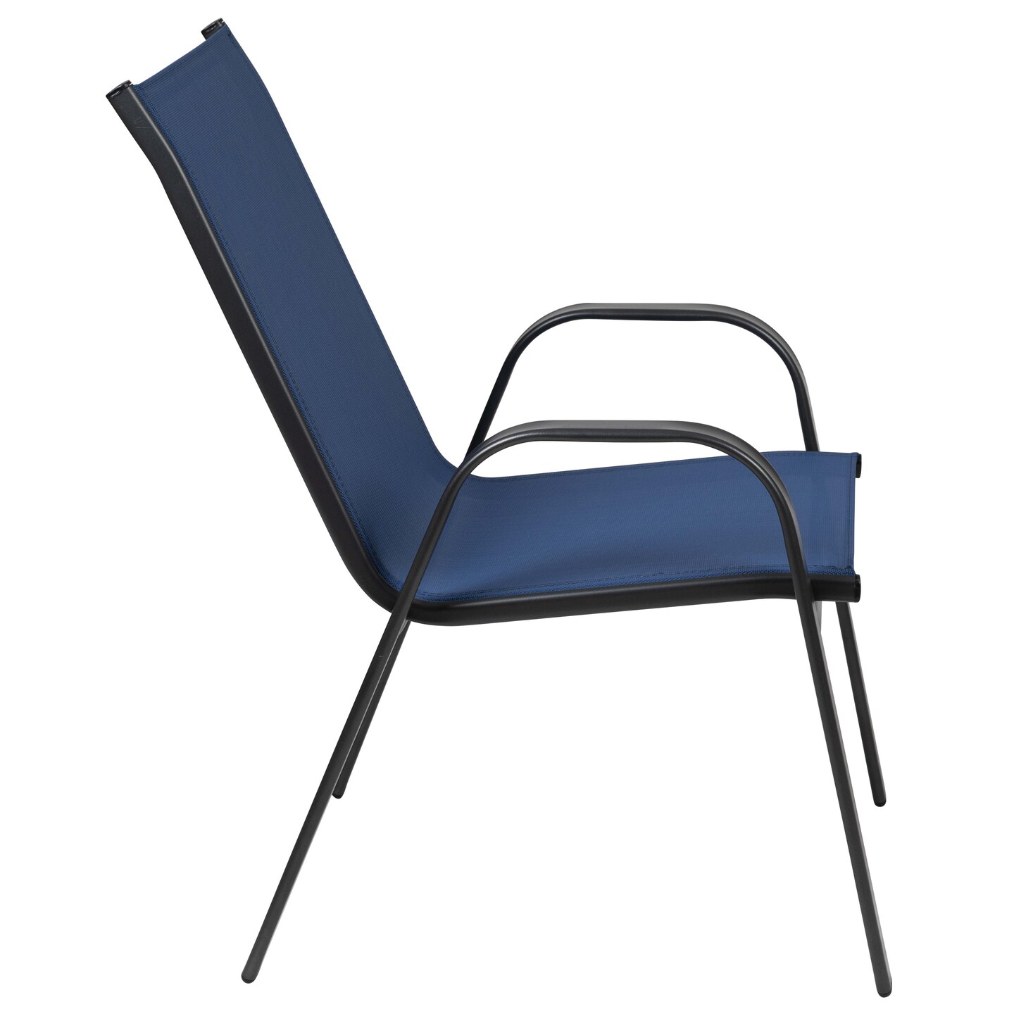Emma and Oliver 5 Pack. Outdoor Stack Chair with Flex Comfort Material and Metal Frame