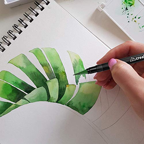 Watercolor Brush Pens - 24 Vibrant Coloring Pens & 2 Blending Brushes - Premium Quality Art Supplies Featuring Soft, Real Tip - Perfect for Calligraphy, Lettering, Adult Coloring