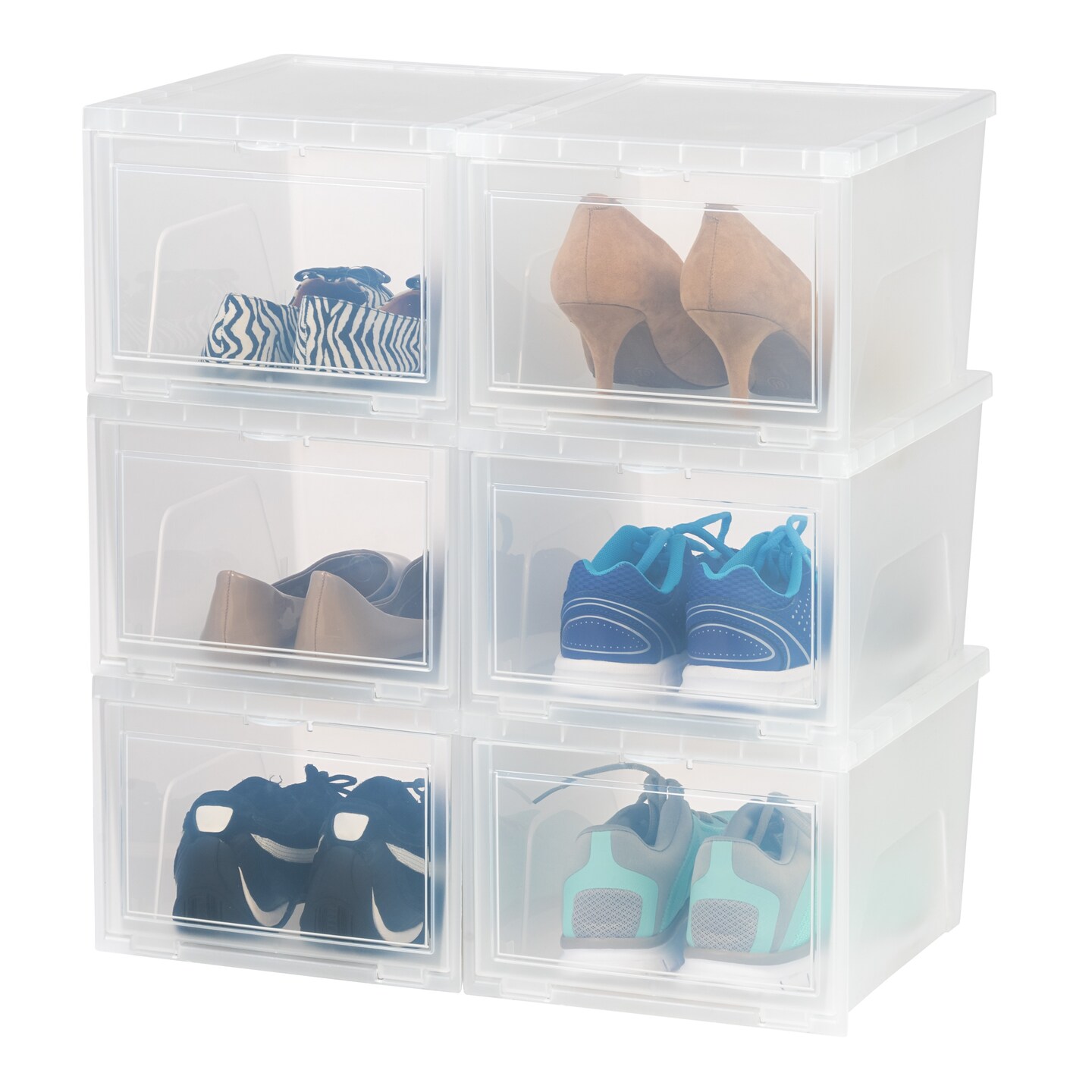 IRIS USA, Inc. NSSB-H Front Entry Stackable Shoe Box, Tall, Pearl