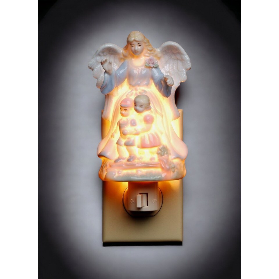 kevinsgiftshoppe Ceramic Lighted Guardian Angel Plug-In Nightlight Home Decor Religious Decor Religious Gift Church Decor