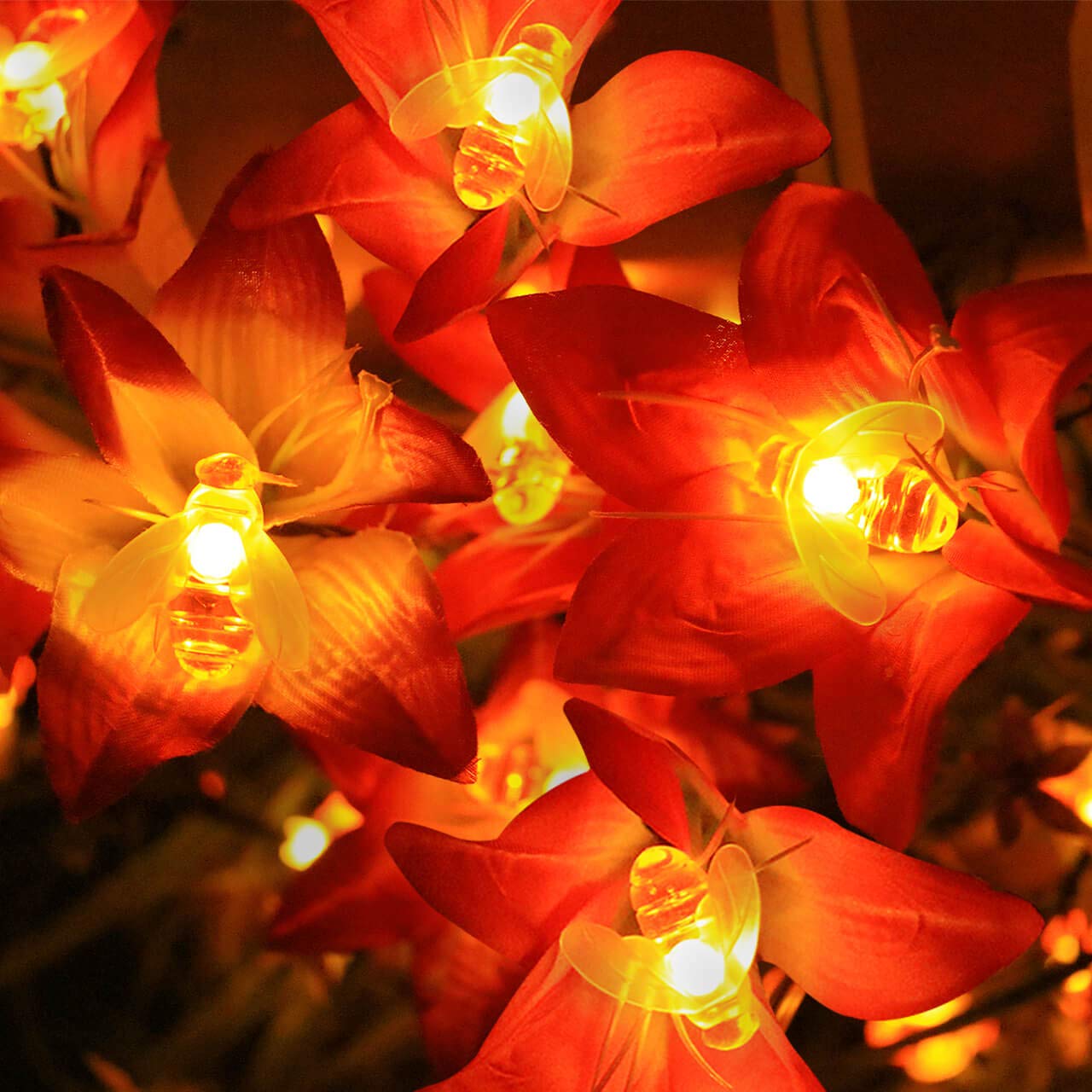 20 LED Solar String Lights Outdoor Waterproof Simulation Honey Bees Decor for Garden Xmas Decorations Warm White