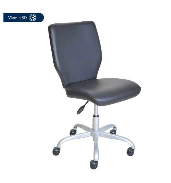 Gray faux leather midback office chair with colorcoordinating casters