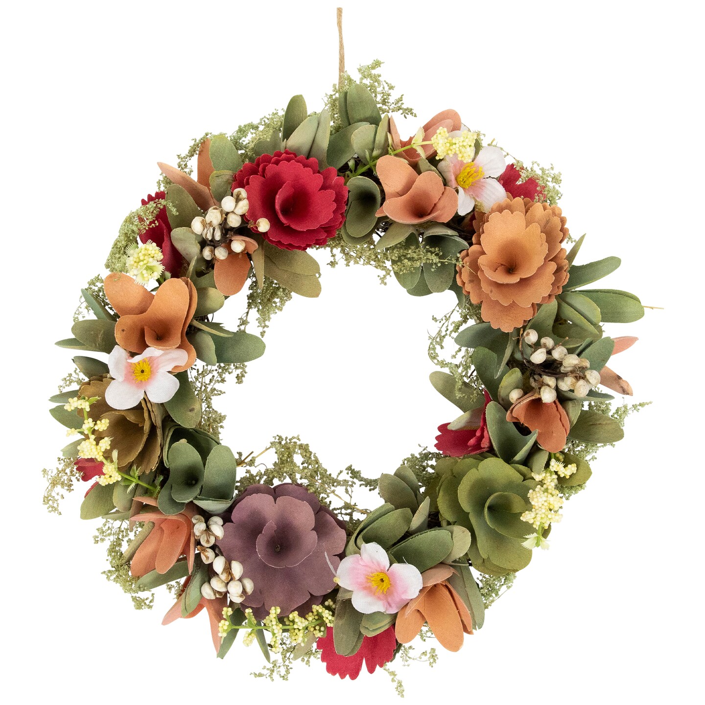 Northlight Rose and Pansy Artificial Wooden Spring Wreath - 10&#x22;