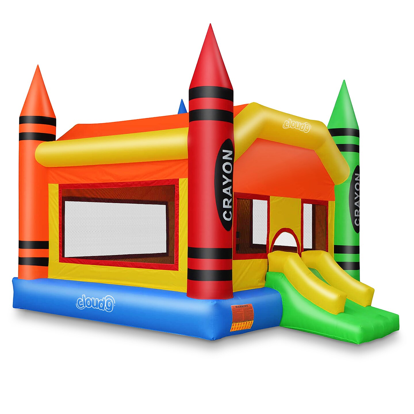 Cloud 9 Crayon Bounce House with Blower - Large Inflatable Bouncer for Kids with Slide