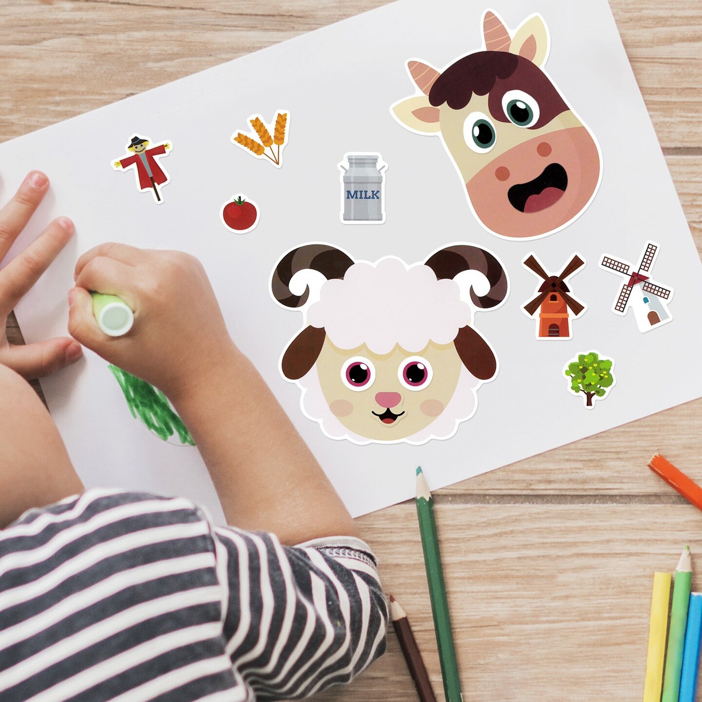 Wrapables Make Your Own Sticker Sheets, DIY Make a Face Animal, Food, Party Favor Stickers (24 Sheets)