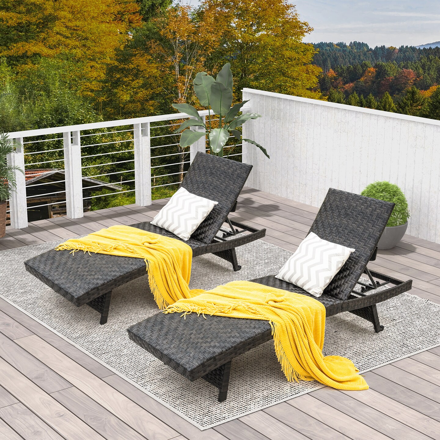 Costway Folding Patio Chaise Lounge Chair Outdoor Rattan Adjustable Recliner Quick Dry Foam All Weather