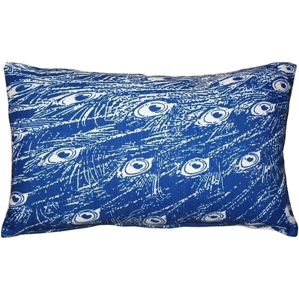 Pillow Decor   - Peacock Blue Relief Throw Pillow 12x20