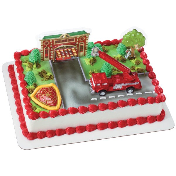 Fire Truck &#x26; Station DecoSet&#xAE; Cake Decoration