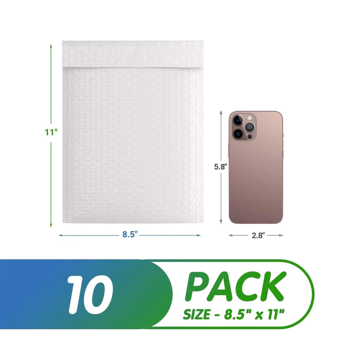 White Poly Bubble Mailers 8.5 x 11 Padded Envelopes 8 1/2 x 11. Pack of 10 Poly Cushion Envelopes. Peel and Seal. Mailing Shipping Packing Packaging
