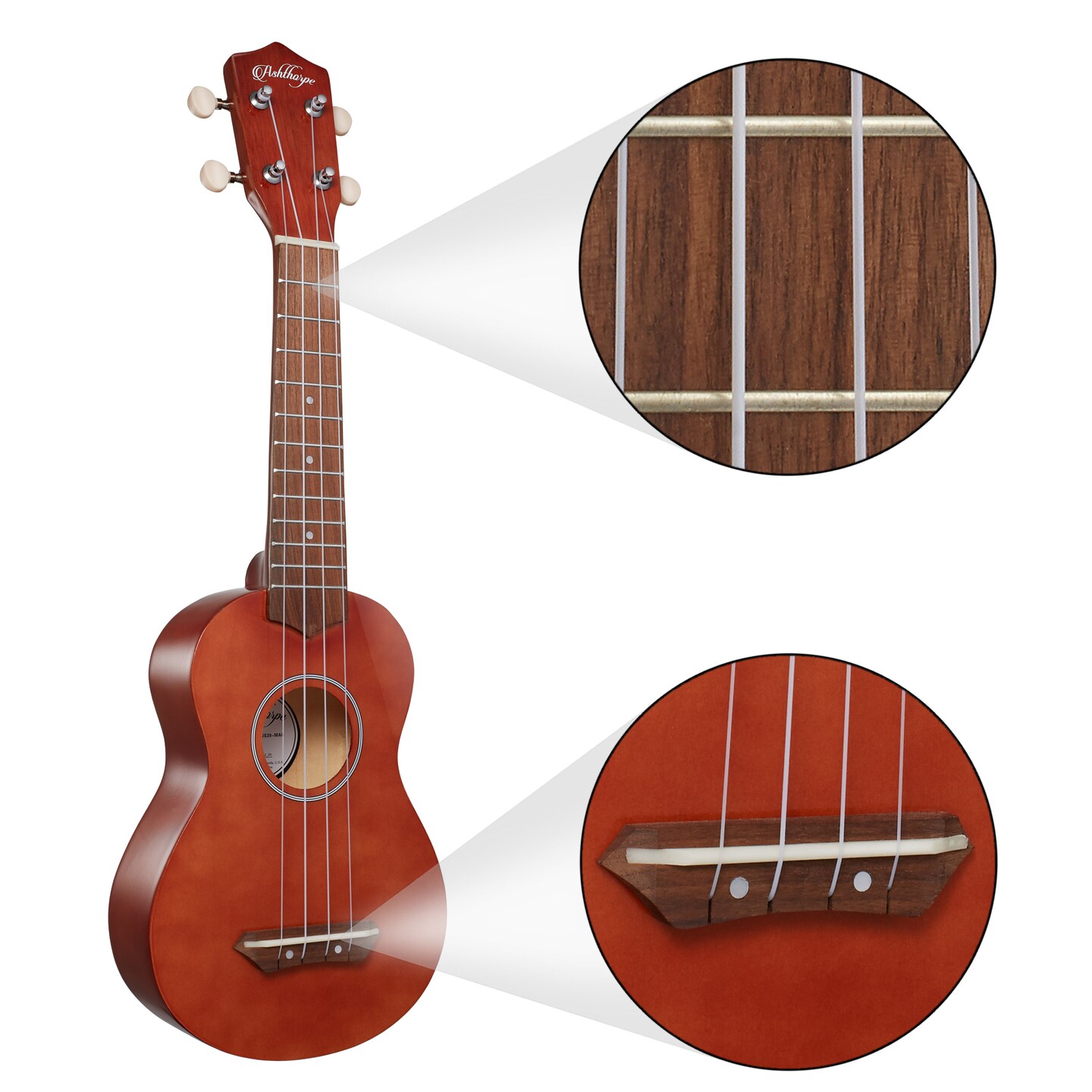 Ashthorpe Soprano Ukulele for Beginners, 21-inch 4 String Uke Starter Bundle Kit for Kids with Gig Bag, Cloth, and Picks