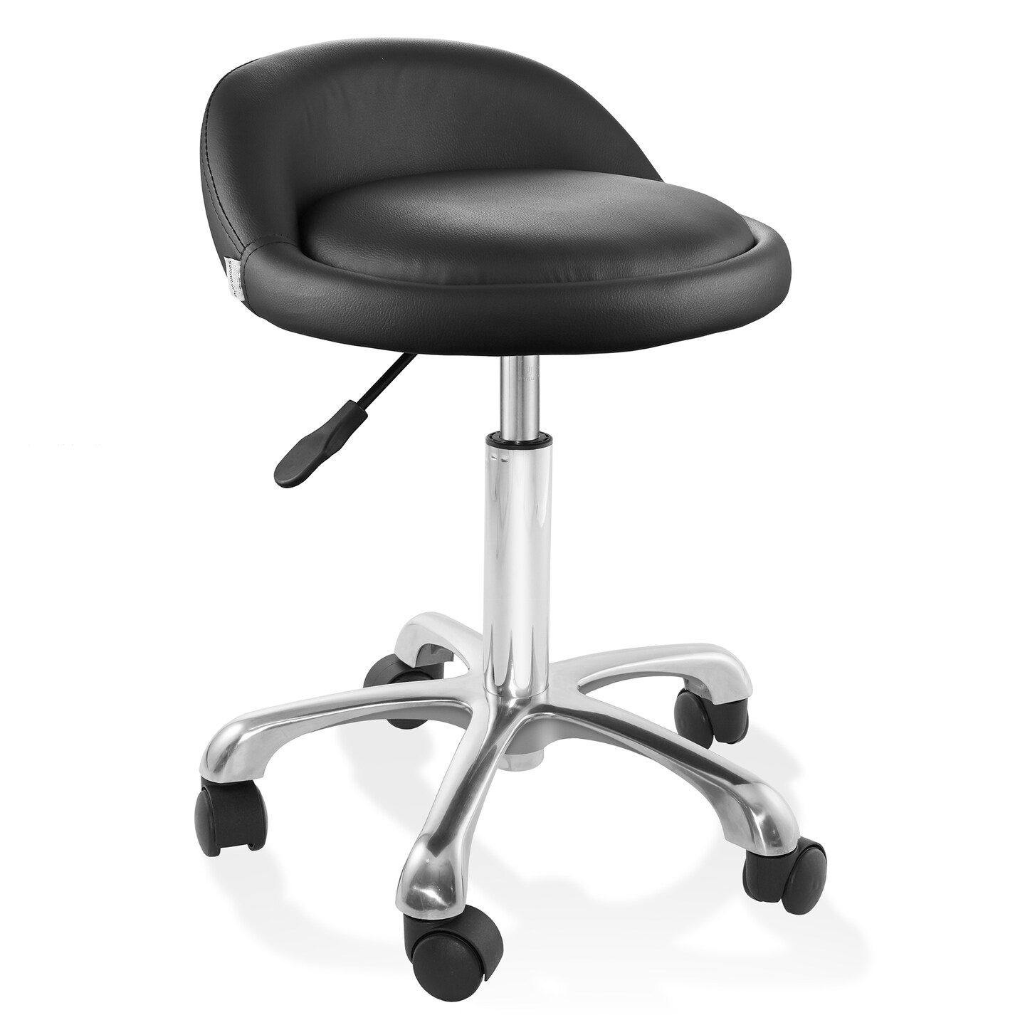 Saloniture Rolling Hydraulic Salon Stool with Low Backrest - Adjustable Swivel Chair for Spa, Shop, Salon, Massage, or Medical Office