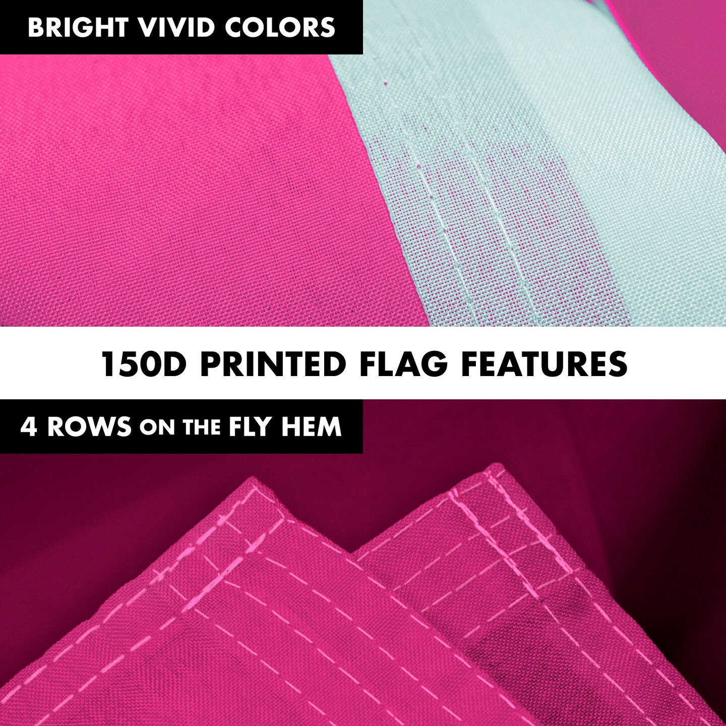 G128 Combo Pack: 6 Feet Tangle Free Spinning Flagpole (Silver) Solid Magenta Flag 3x5 ft Printed 150D Brass Grommets (Flag Included) Aluminum Flag Pole