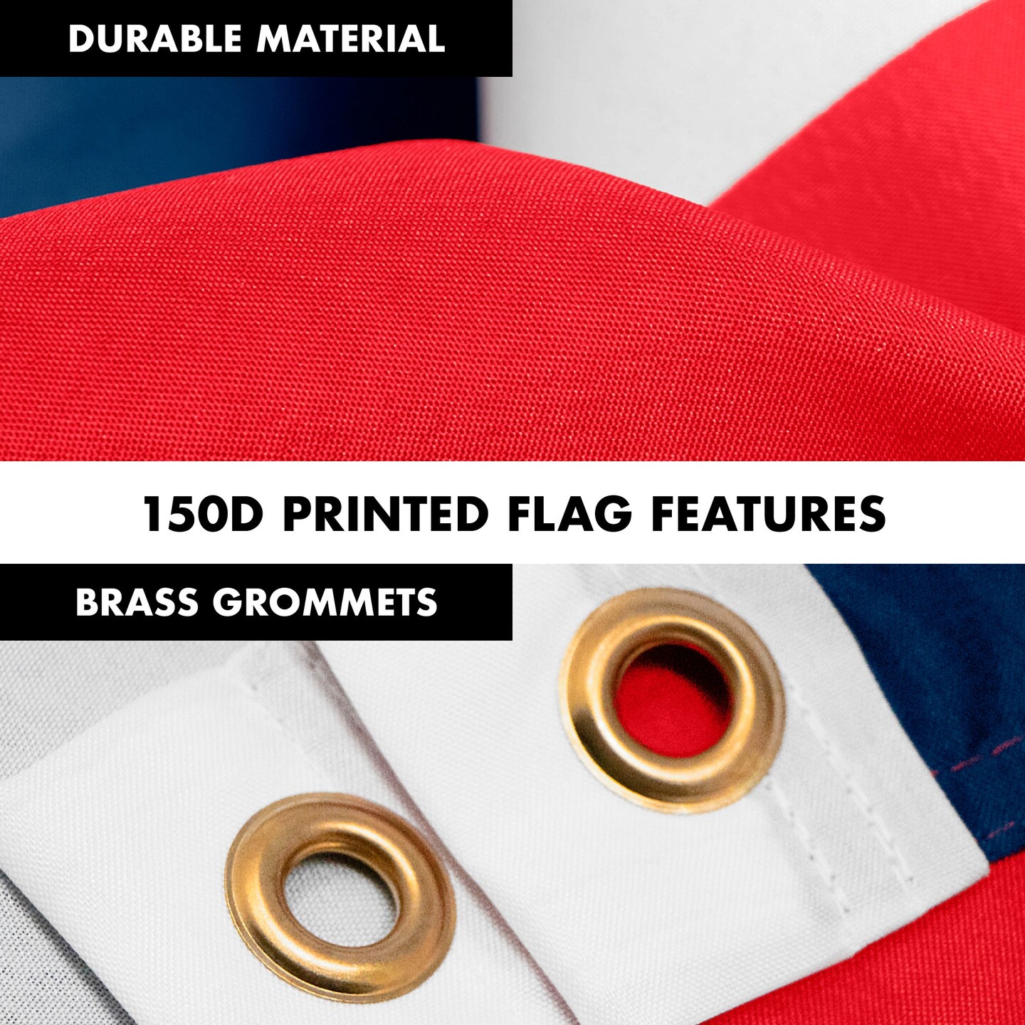 G128 Combo Pack: 6 Feet Tangle Free Spinning Flagpole (Silver) Open Flag 3x5 ft Printed 150D Brass Grommets (Flag Included) Aluminum Flag Pole