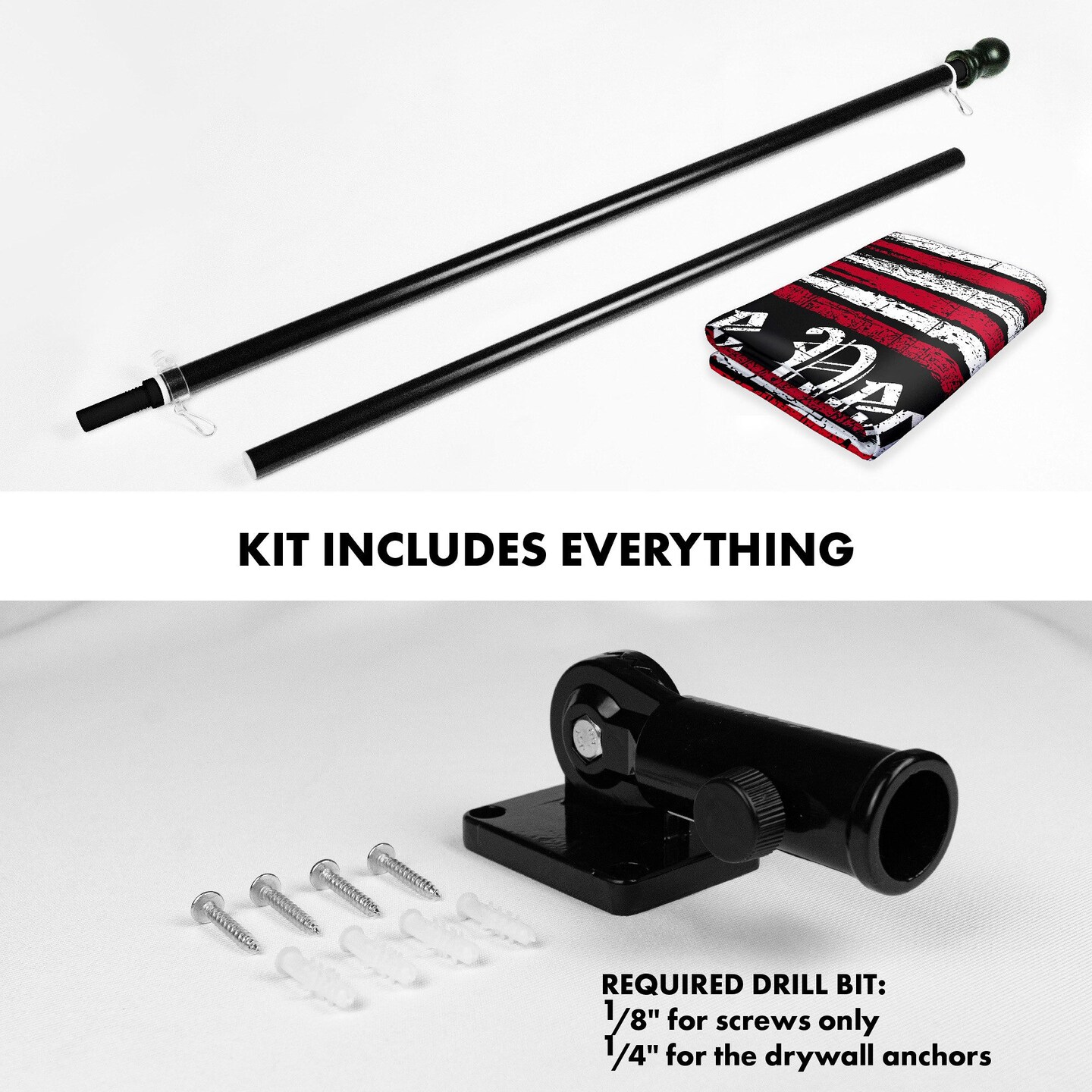 G128 Combo Pack: 6 Ft Tangle Free Aluminum Spinning Flagpole (Black) & We the People American Flag 3x5 Ft, LiteWeave Pro Series Printed 150D Polyester | Pole with Flag Included