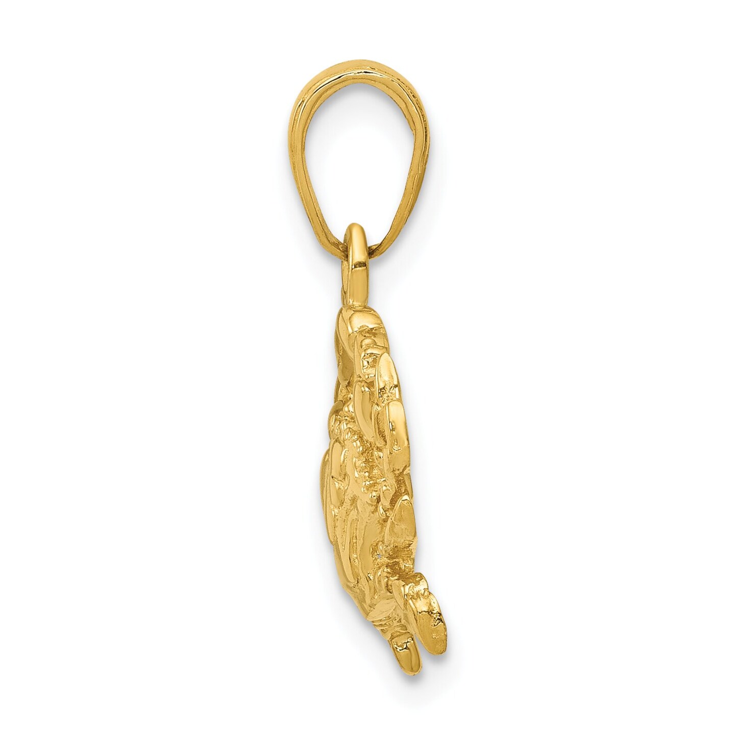 14K Yellow Gold Blue Crab Charm Ocean Pendant Jewelry 20mm x 17mm