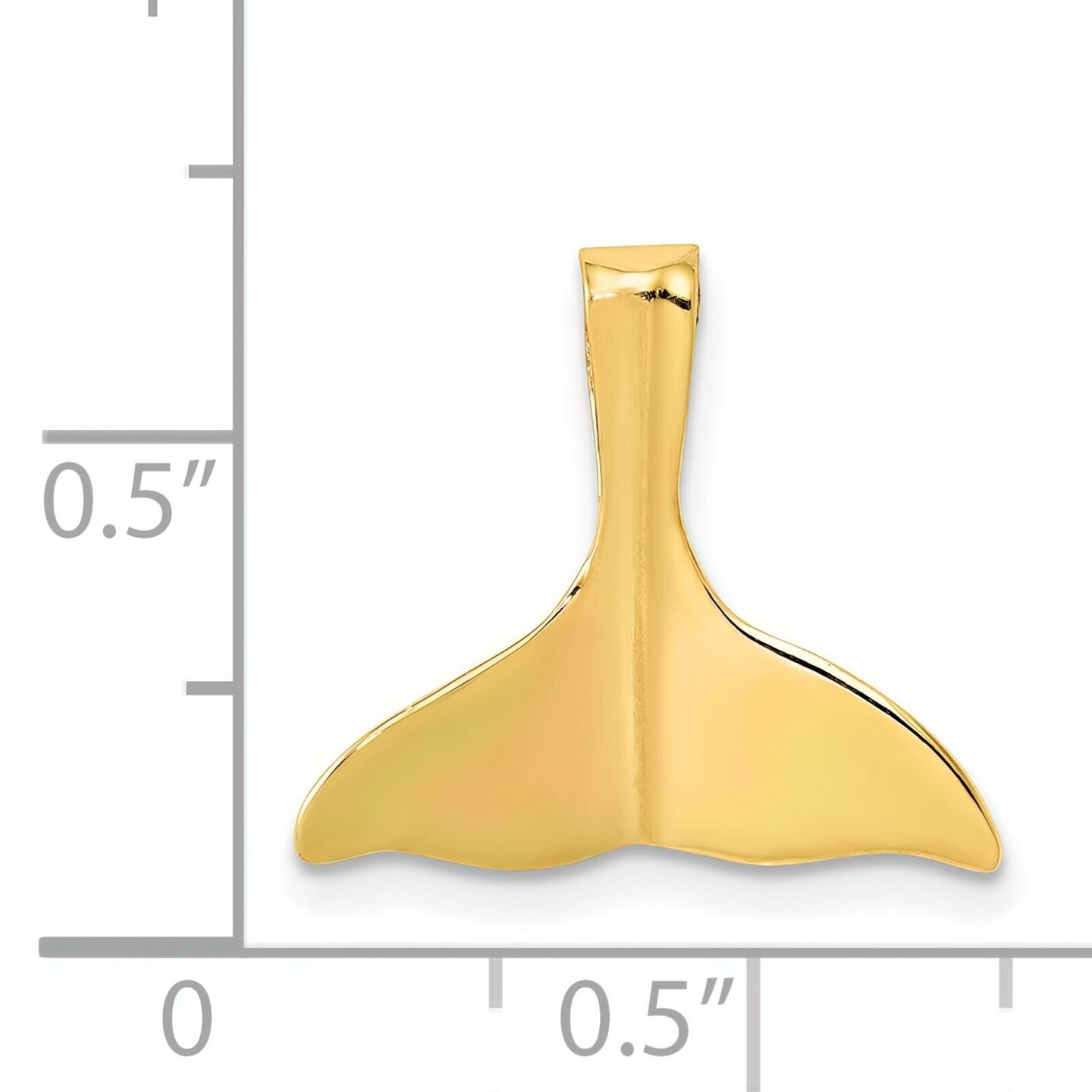 14K Gold Whale Tail Slide Pendant Charm Jewelry 15mm x 16mm