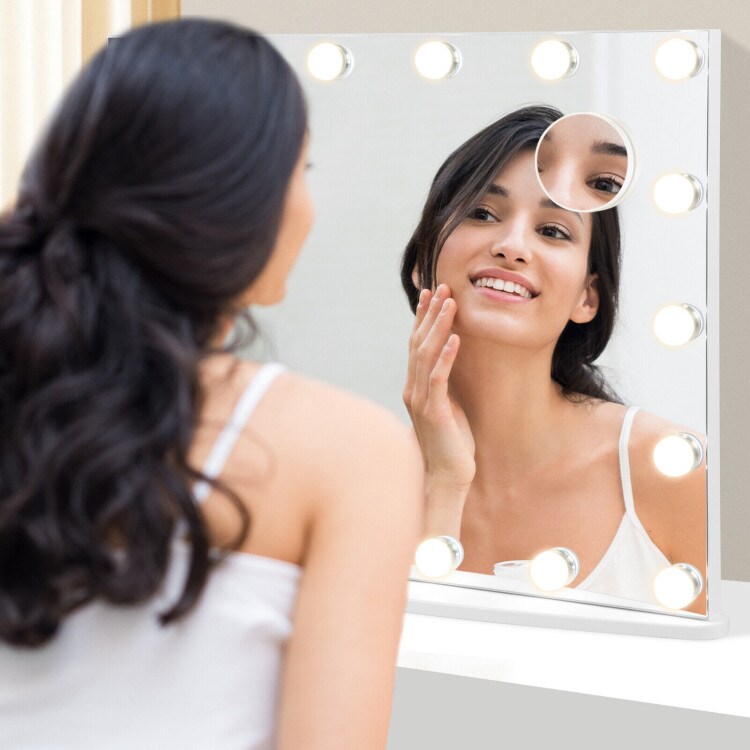 Vanity Mirror with 18 Dimmable LED Bulbs and 3 Color Lighting Modes- White