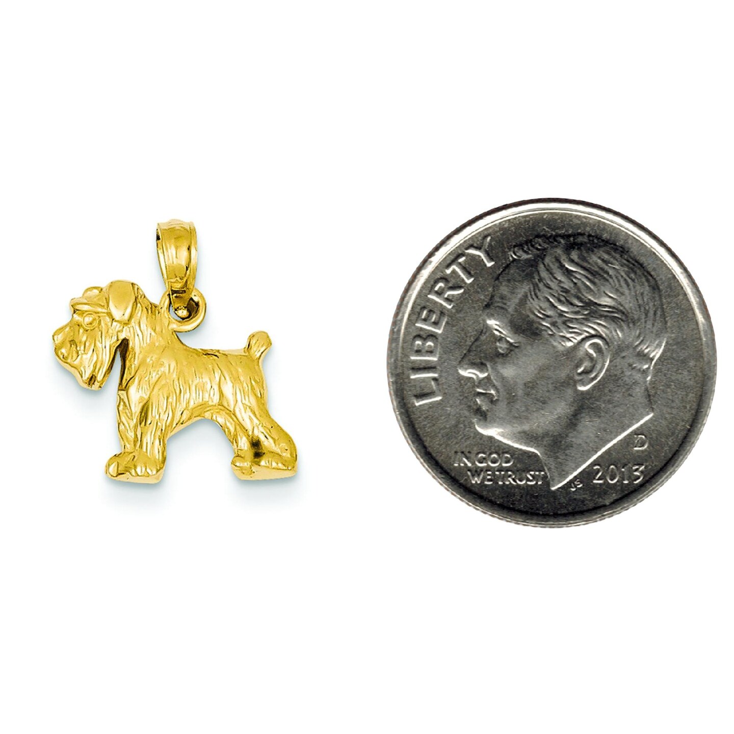14K Gold Schnauzer Dog Charm German Doggy Pendant Jewerly 17mm x 15mm