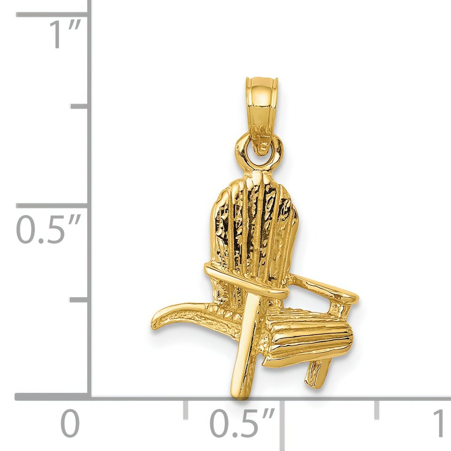 14K Yellow Gold Adirondack Beach Chair Charm Pendant Jewerly 22mm x 18mm