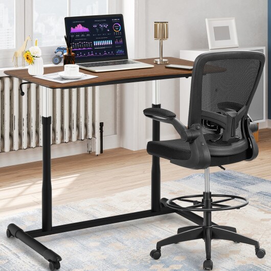 Height Adjustable Computer Standing Desk with 4 Universal Casters and I Shaped Base