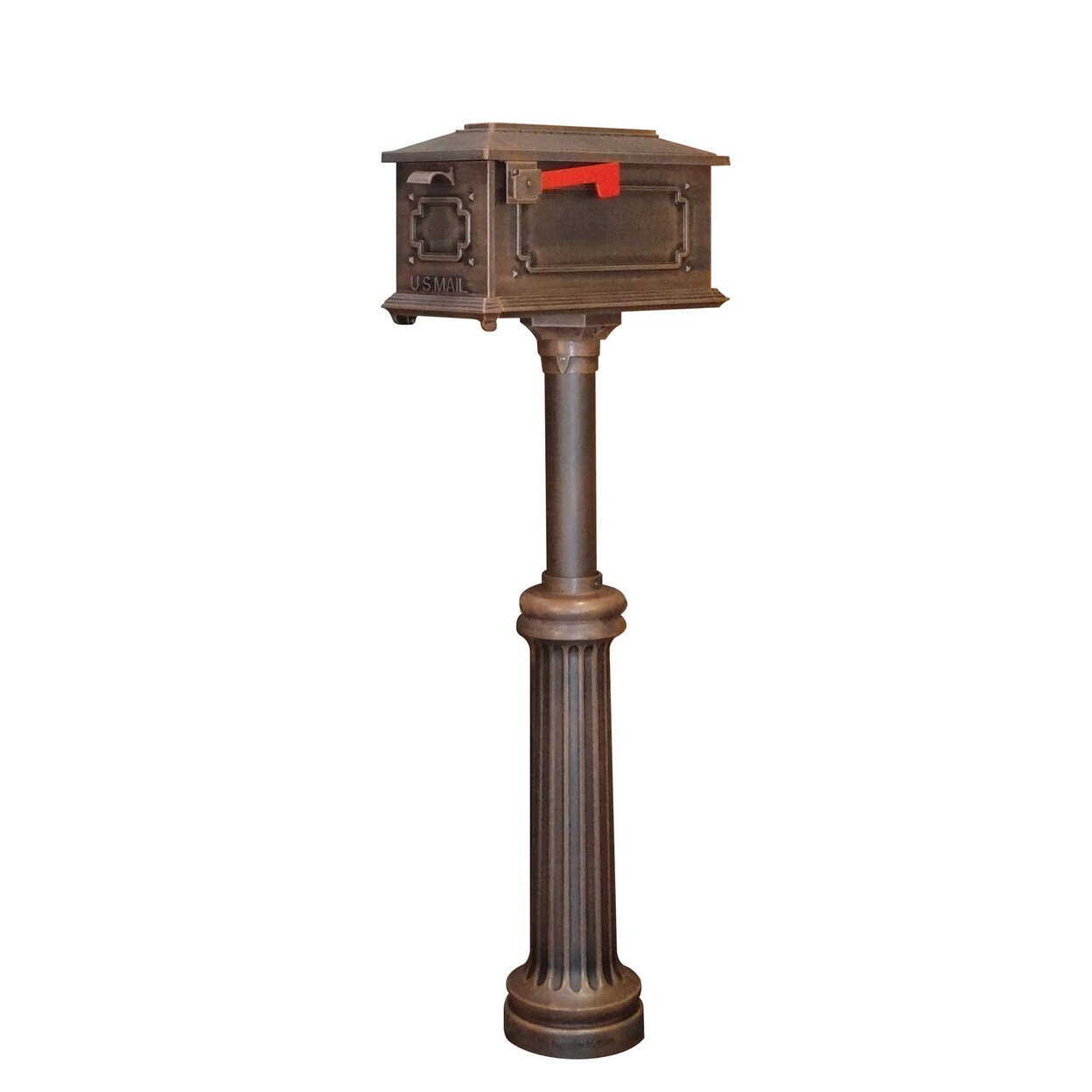 Special Lite Products Kingston Curbside Mailbox with Bradford Surface Mount Mailbox Post - Copper