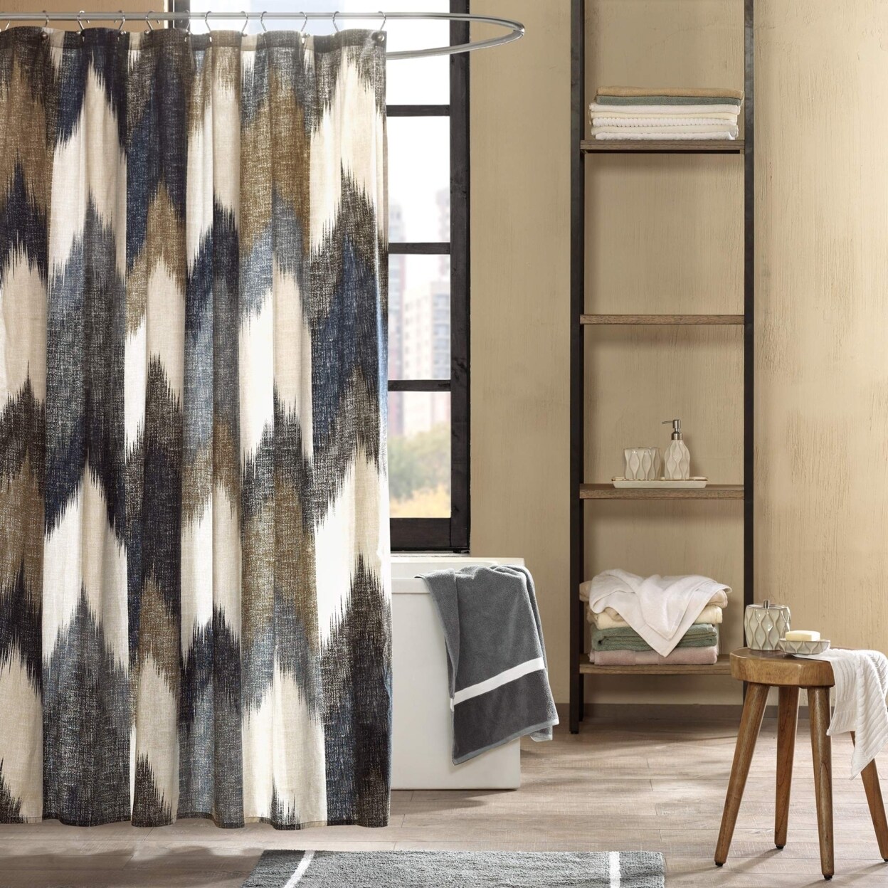 Ink+Ivy   II70-541 Alpine Cotton Printed Shower Curtain 72x72&#x22; Navy,72x72&#x22;