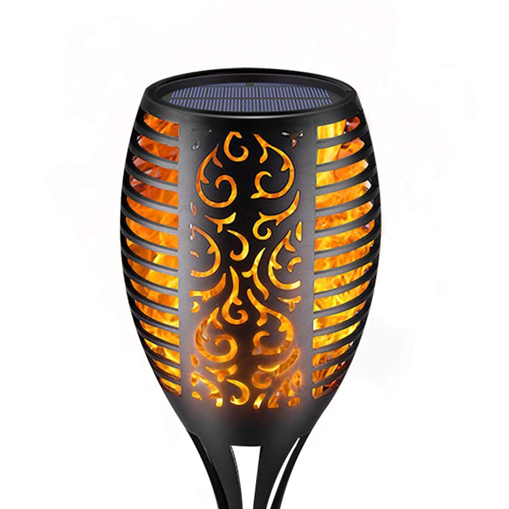 4Pk - Solar LED Tiki Torch - Flickering Flames - Outdoor Decorative Lamp