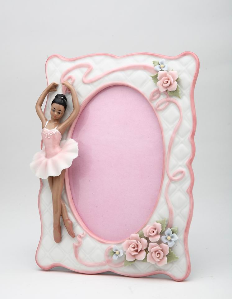 Ceramic African American Ballerina Picture Frame, Home D&#xE9;cor, Gift for Her, Gift for Daughter, Gift for Ballerina Dancer