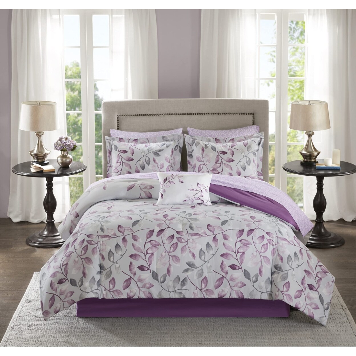 Madison Park Essentials Lafael Complete Comforter Set Purple Full
