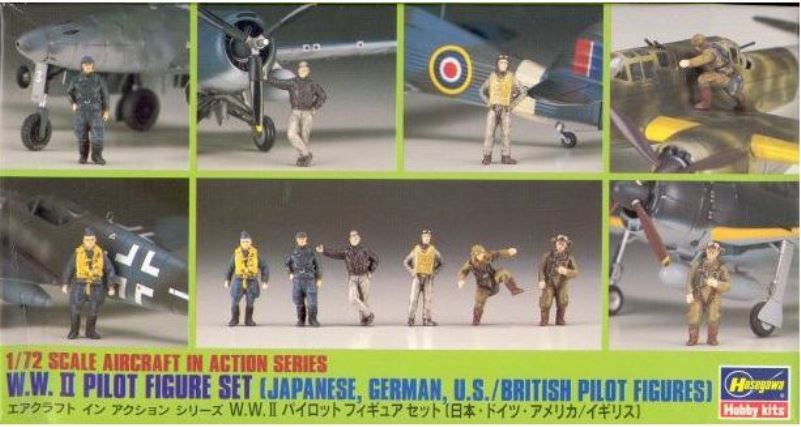 Hasegawa  1/72 W.W.II PILOT FIGURE SET (JAPANESE, GERMAN, U.S./BRITISH PILOT FIGURES) Plastic Model