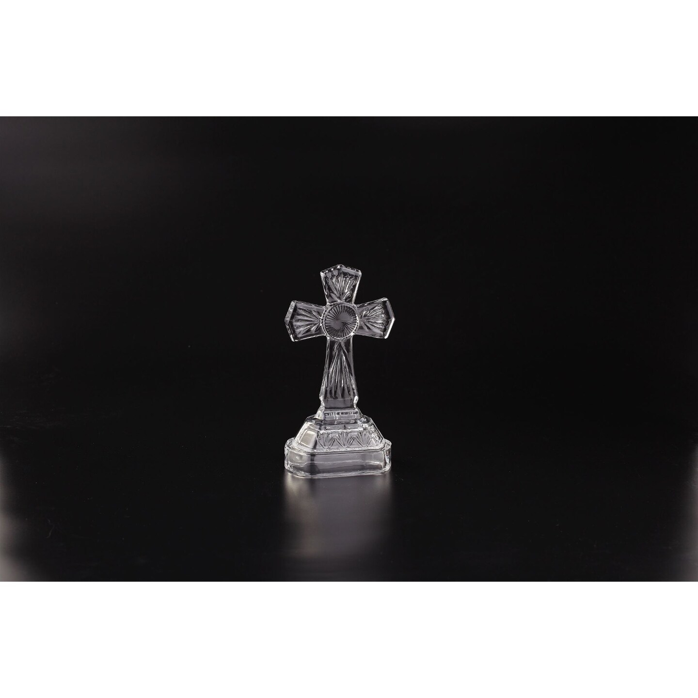 CC Home Furnishings 7" Crystal Clear Hand Blown Glass Cross Tabletop Decoration
