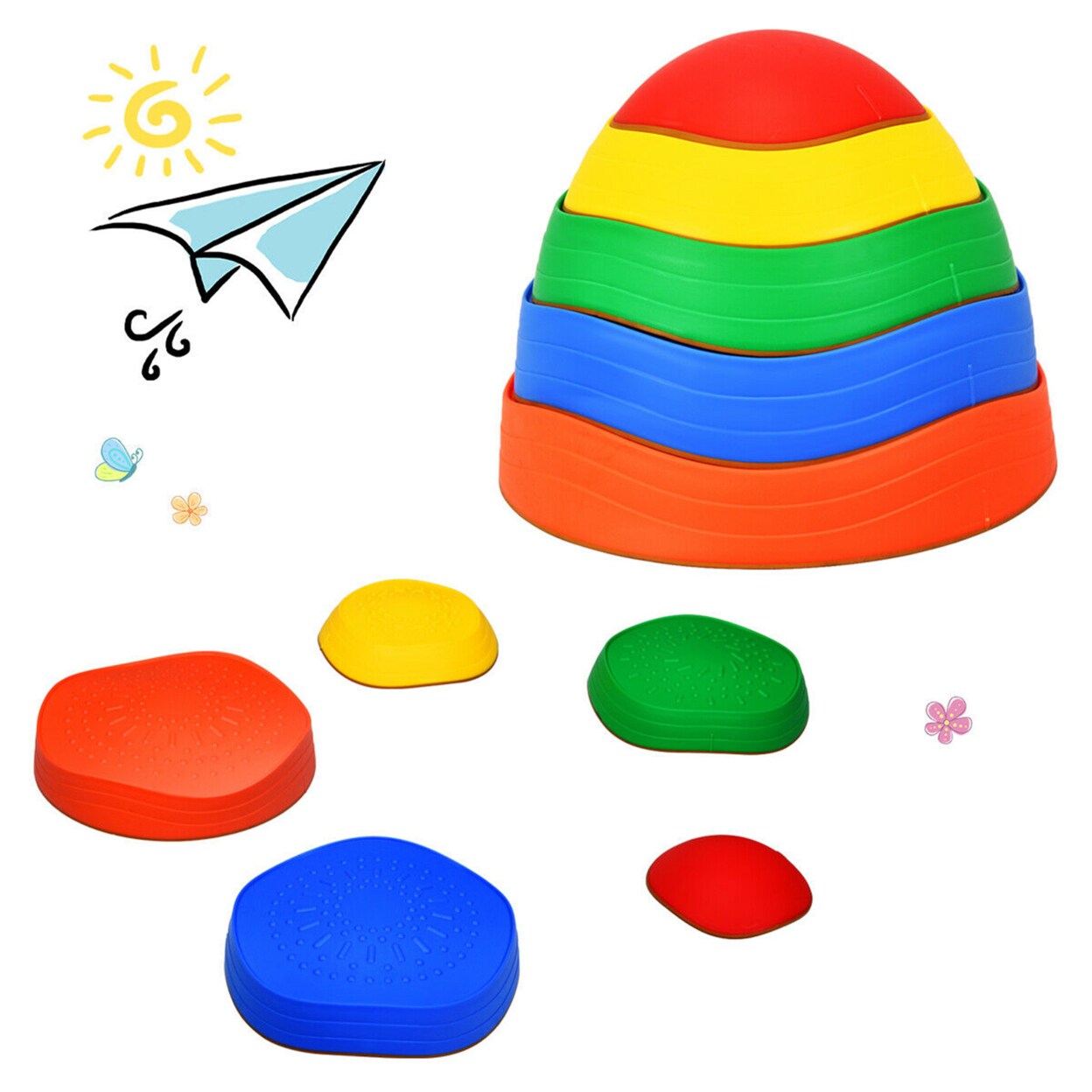 5Pcs Kids Balance Stepping Stones Indoor And Outdoor Coordination And Balance Toy