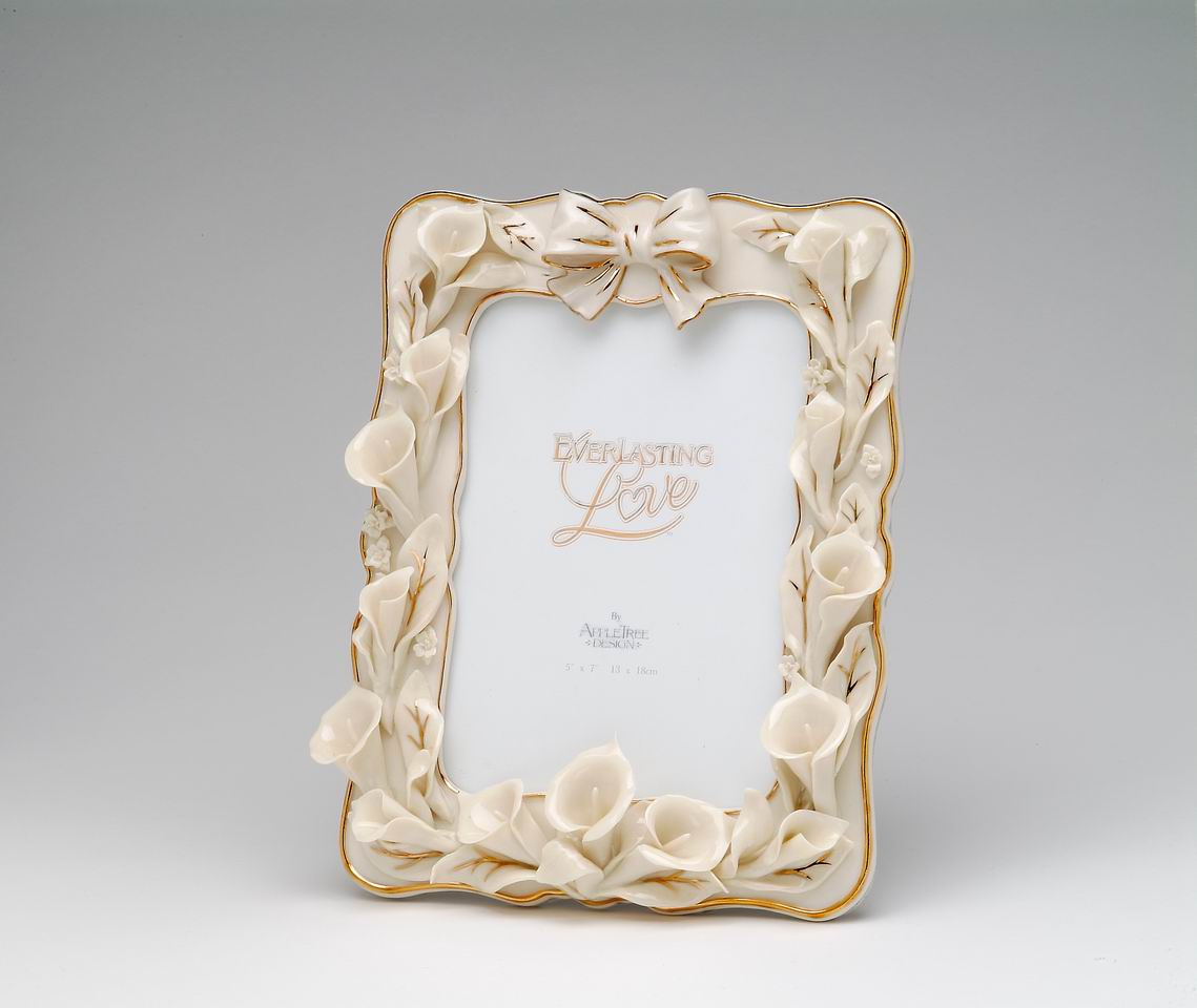 Ceramic Cala Lilies 5&#x22; X 7&#x22; Wedding Photo Frame, Wedding D&#xE9;cor or Gift, Anniversary D&#xE9;cor or Gift, Home D&#xE9;cor, Vanity Decor