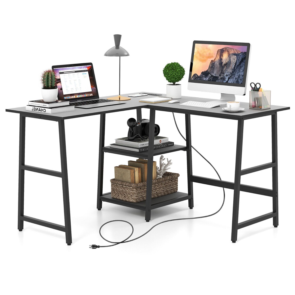 Gymax l shaped online desk