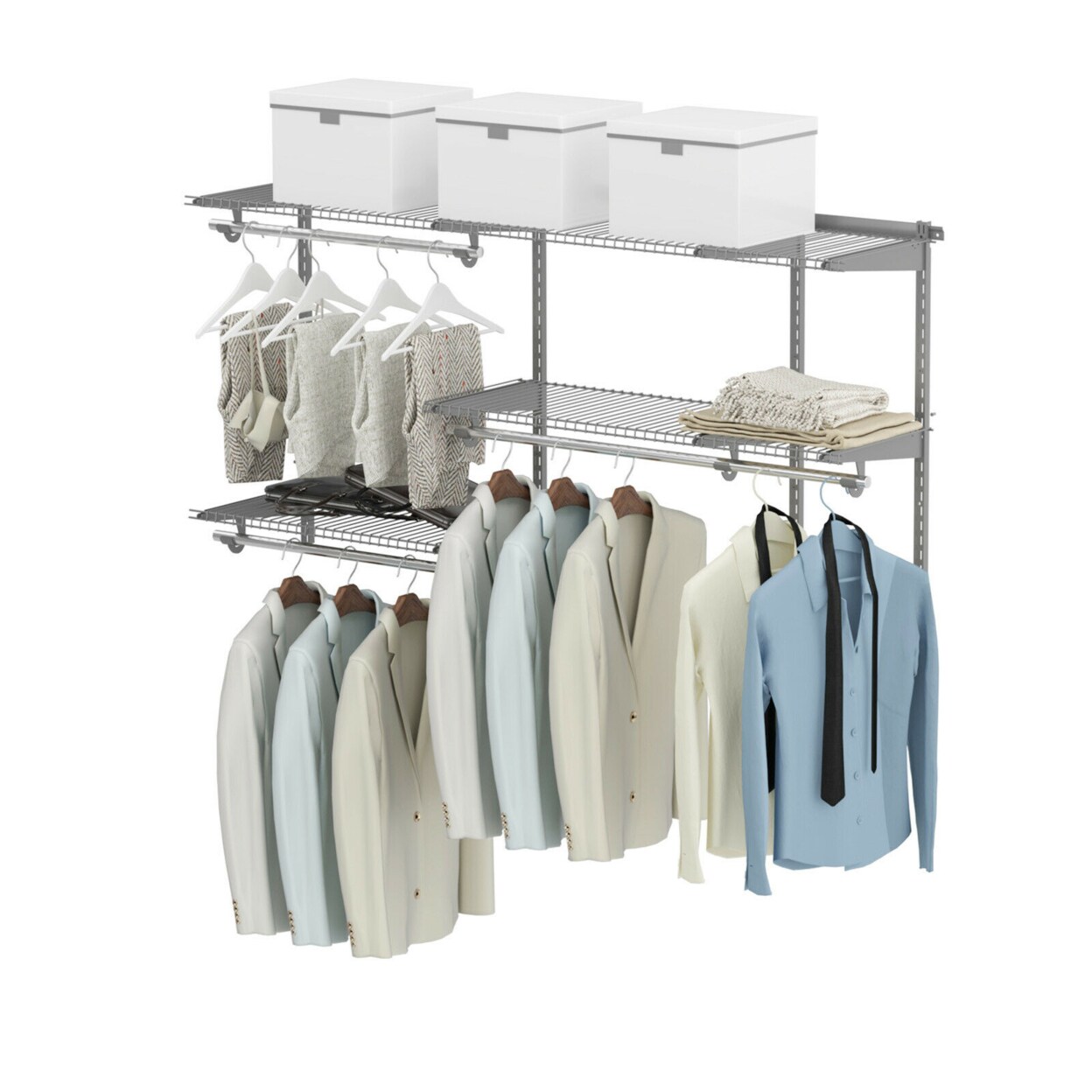 Gymax Custom Closet Organizer Kit 3 to 5 FT Wall-mounted Closet System ...