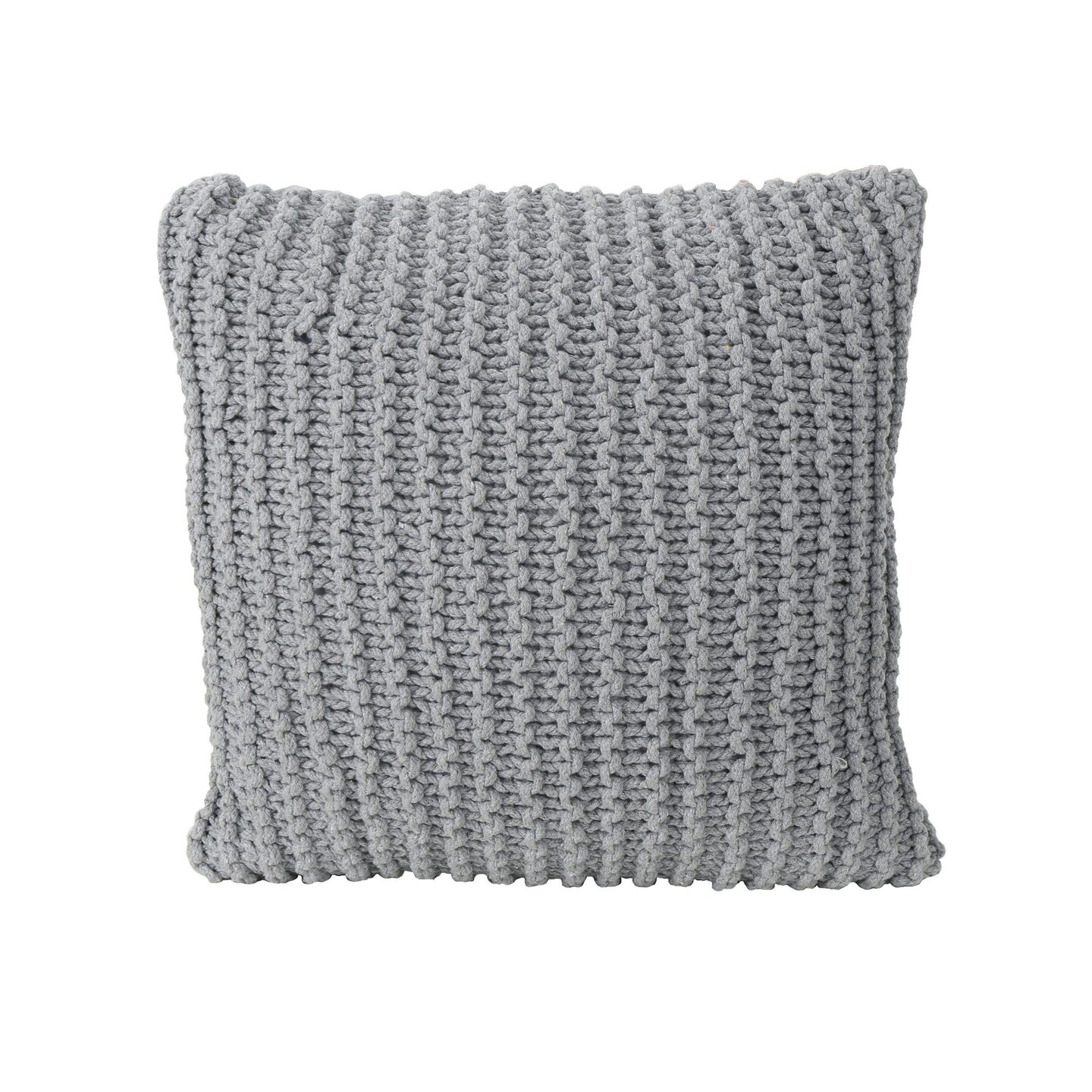 Contemporary Home Living 17.25&#x22; Gray Contemporary Square Knitted Throw Pillow