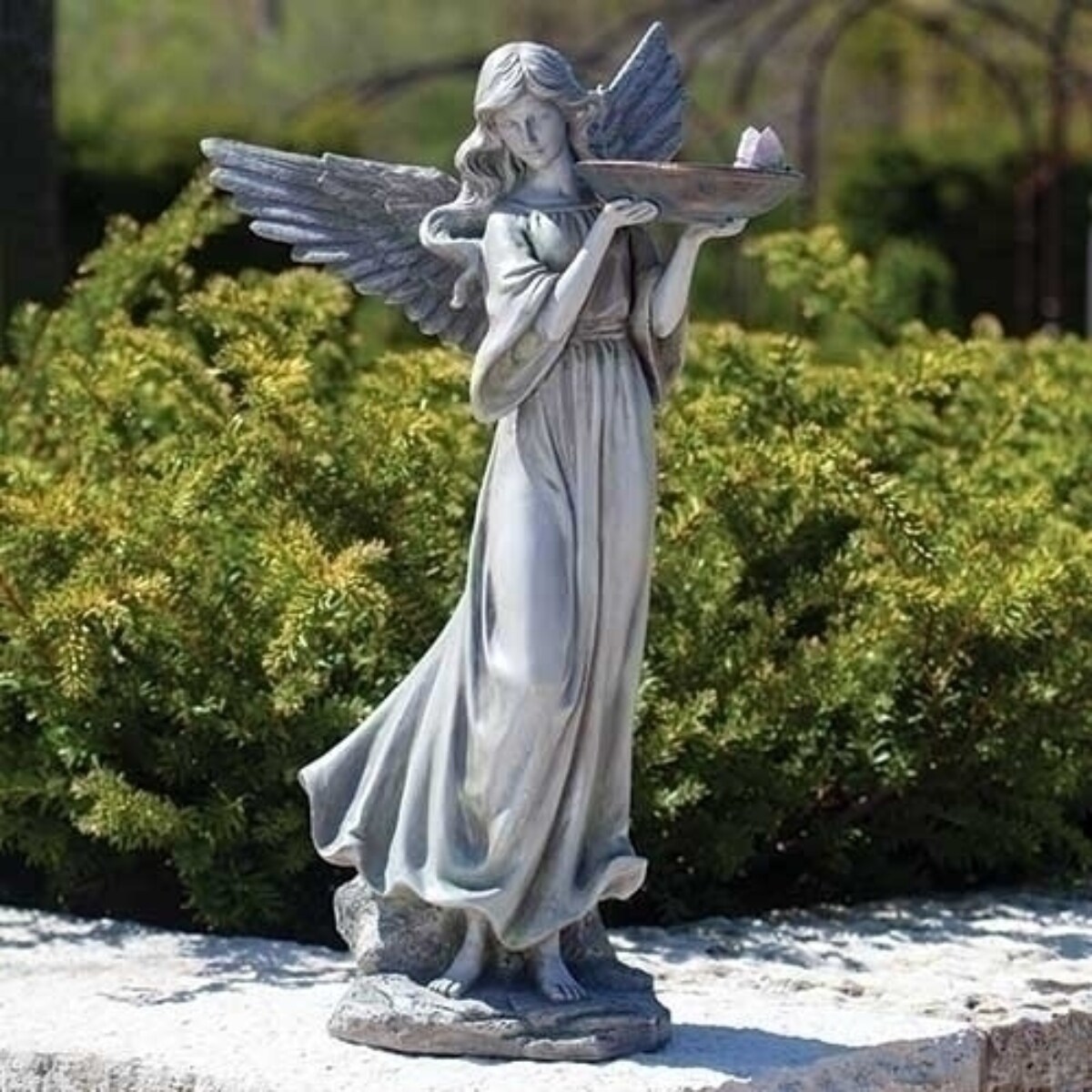 Roman 20.25" Angel with Bird Feeder Outdoor Garden Statue Michaels