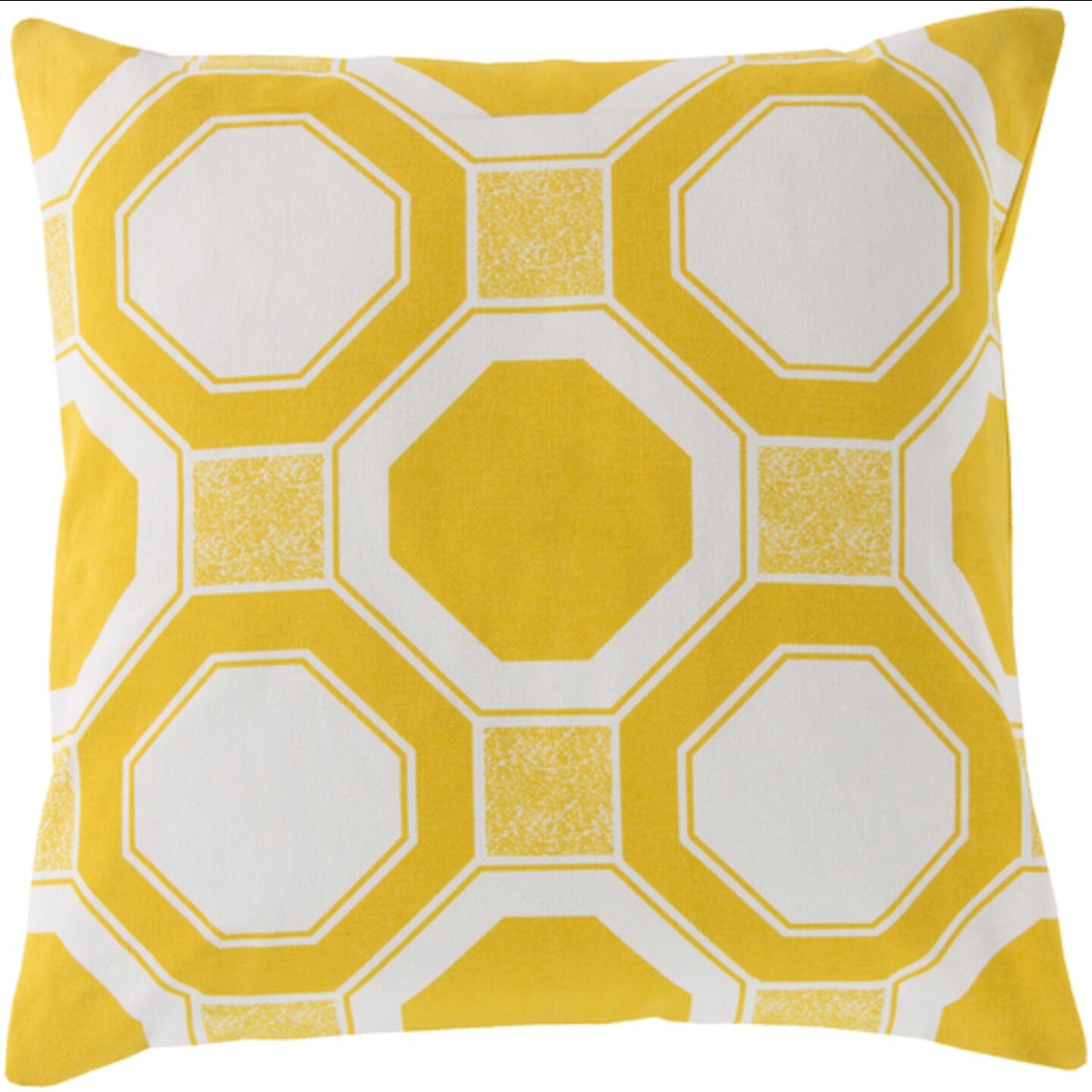 Tiwari Home 20&#x22; Yellow and White Octagon Lock Square Throw Pillow
